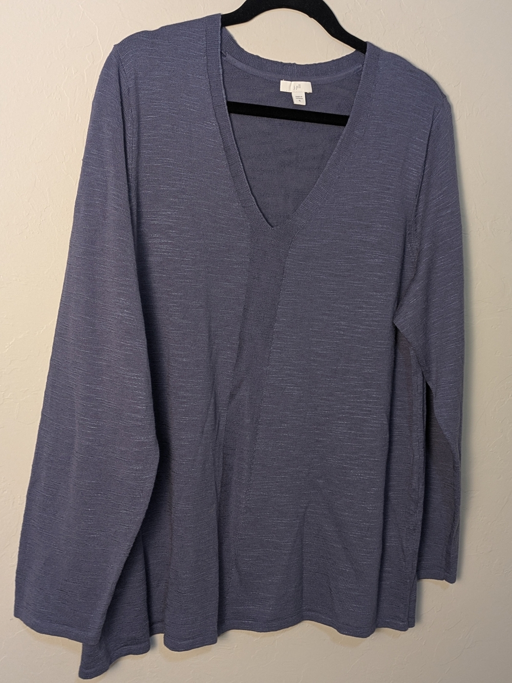 J Jill Cotton/Linen Heather Blue Textured Knit Lagenlook Layering L-Sleeve Tunic